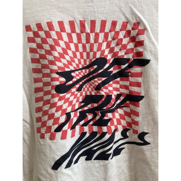 Vans V66 Off The Wall Psychedelic White Long Sleeve Tshirt Salmon Checkers NWOT - Picture 2 of 5